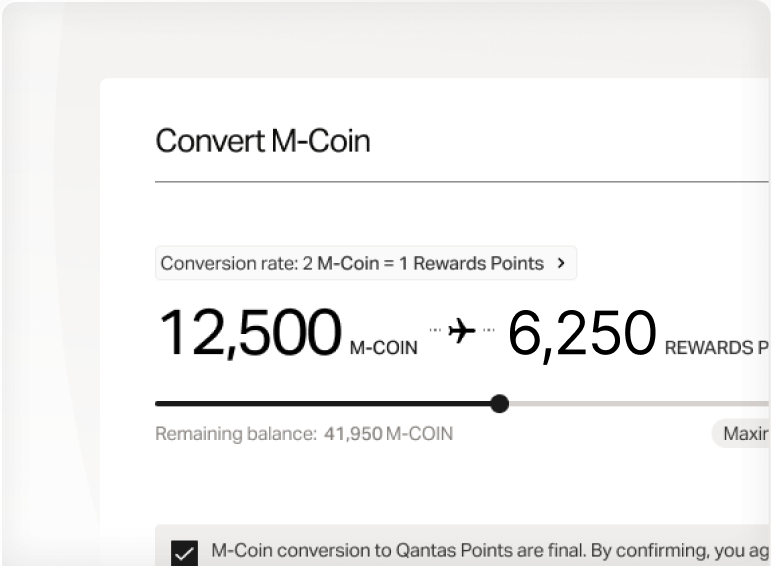 Converting M-Coin into reward points